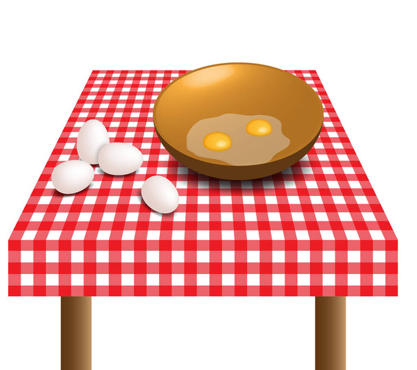 Яйца на кухне на столе
 - Вектор,изображение