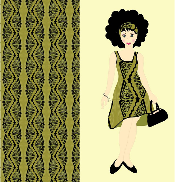 Green geometric patterns and fashion for women. - Vector, Image