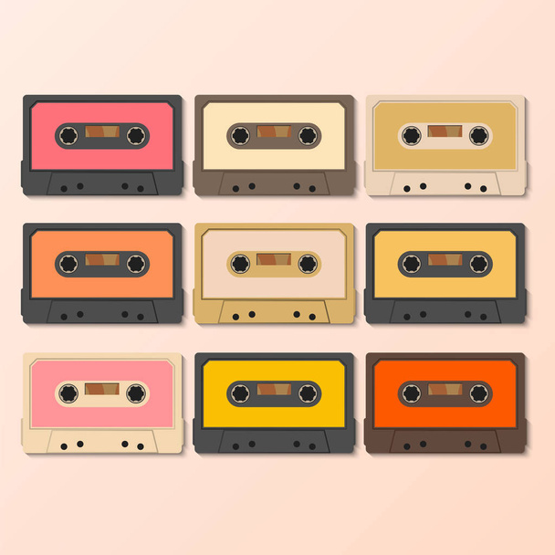 Vintage audio tapes, retro style, vector illustration - Vektor, kép