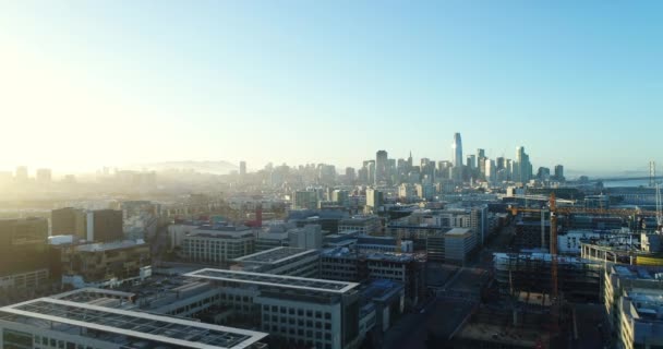 Aerial view of San Francisco city skyline at sunset - Footage, Video