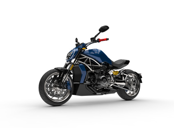 Koyu mavi modern hızlı motosiklet - Fotoğraf, Görsel
