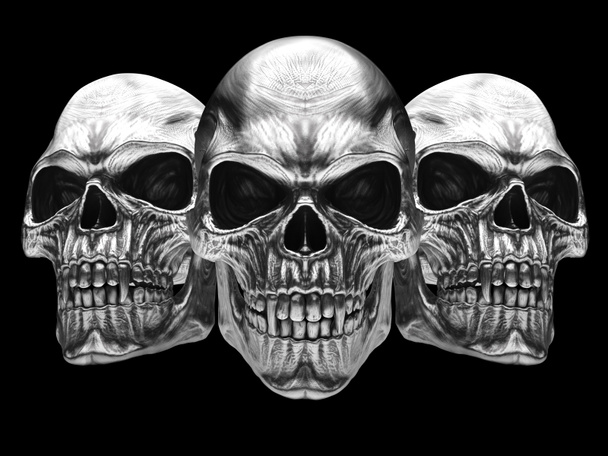 Tarnished silver vampire skulls - Photo, Image