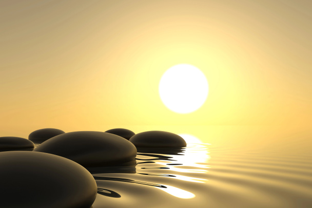 Zen-Steine im Wasser auf weißem Hintergrund - Foto, Bild