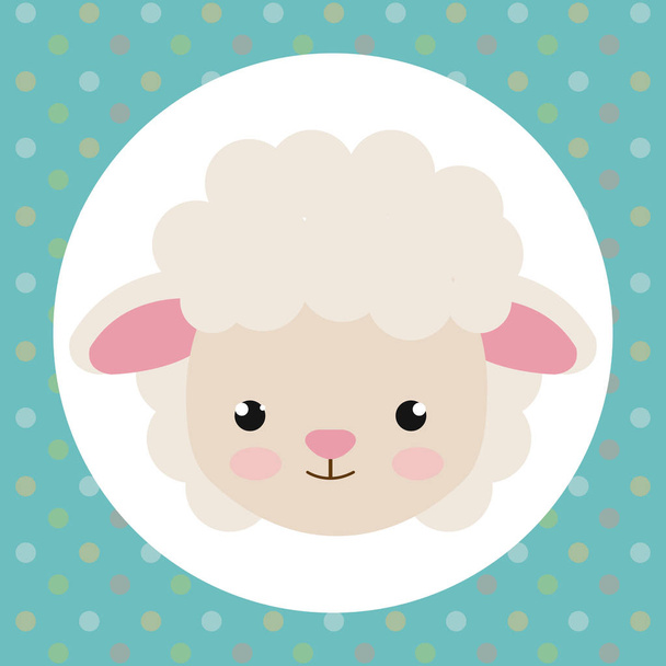 cute sheep head tender character - Vettoriali, immagini