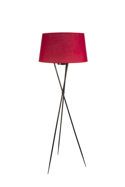 Tripod kırmızı zemin üzerinde beyaz arka plan izole lamba - Fotoğraf, Görsel