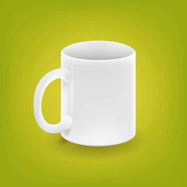 Realistic white cup on green background - vector illustration - Vector, Image