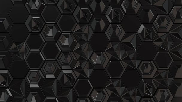 Abstract 3d background made of black hexagons - Фото, изображение