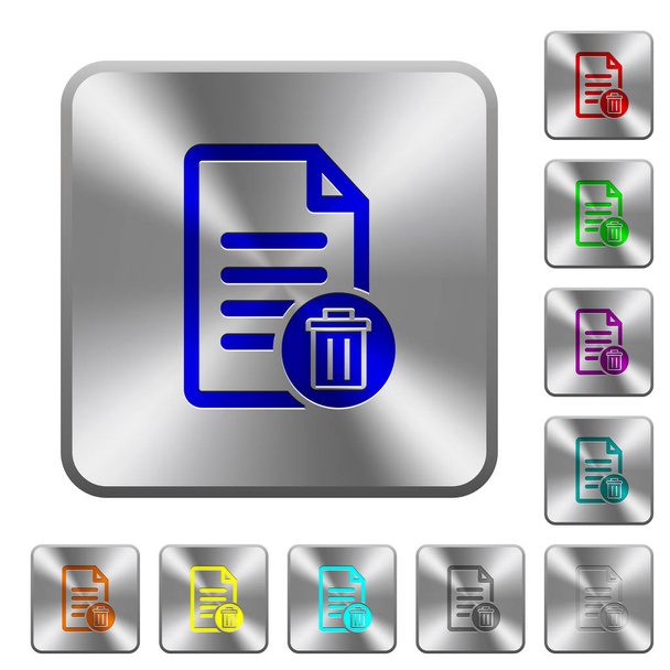 Borrar documento redondeado botones cuadrados de acero
 - Vector, Imagen