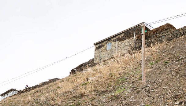 Górska osada, domy mieszkańców - Khinalig, Azerbejdżan - Zdjęcie, obraz