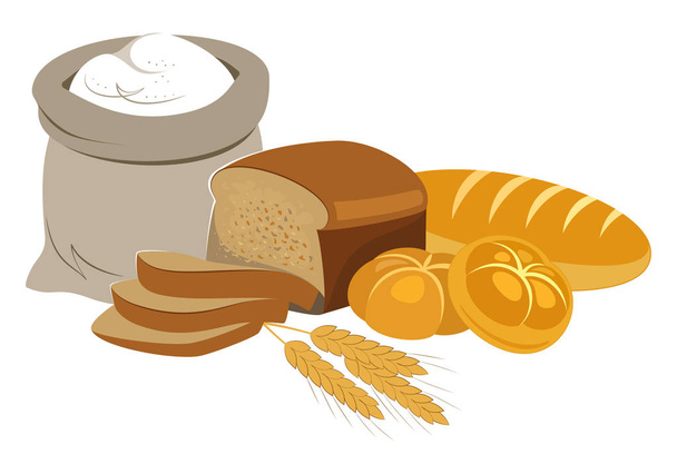 Bakery Products Food Collection. Bakery and Bread Logo. - Vector, Image