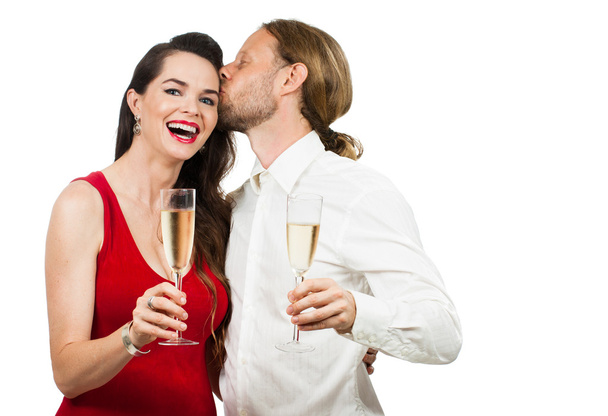 glückliches Paar mit Champagner - Foto, Bild