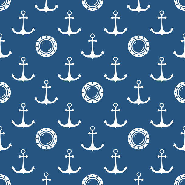 Seamless Blue and White Maritime Pattern - Vector, Image