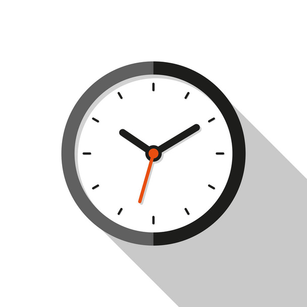 Clock icon in flat style, round timer on white background. Business watch. Vector design element for you project - Vector, Image