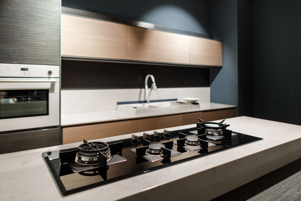 Interior of modern kitchen with metal stove - Foto, immagini