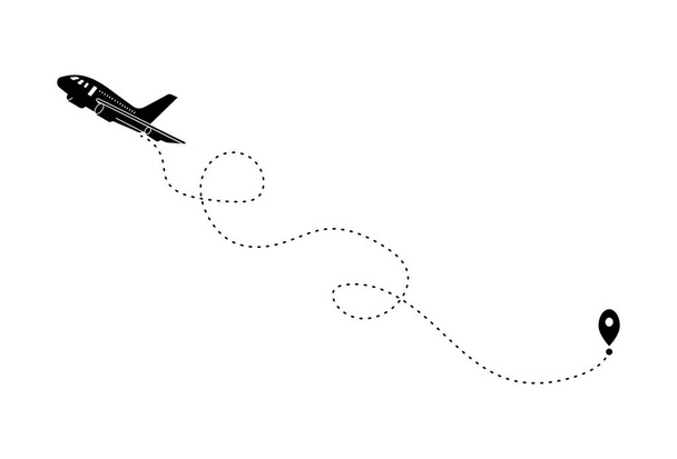 Siyah uçak ve beyaz arka plan, yolda. Vektör illust - Vektör, Görsel