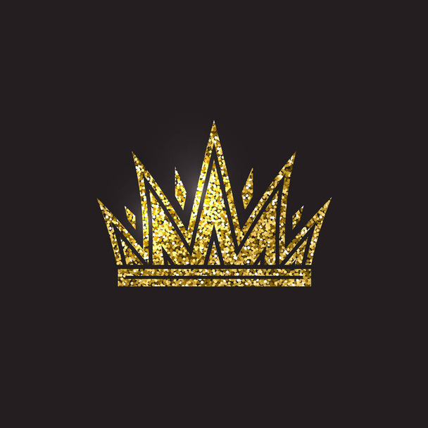 Queen korona, királyi arany fejdísz. Király arany tartozék. Elszigetelt vektor illusztrációk. Elit osztály szimbólum fekete háttér. - Vektor, kép