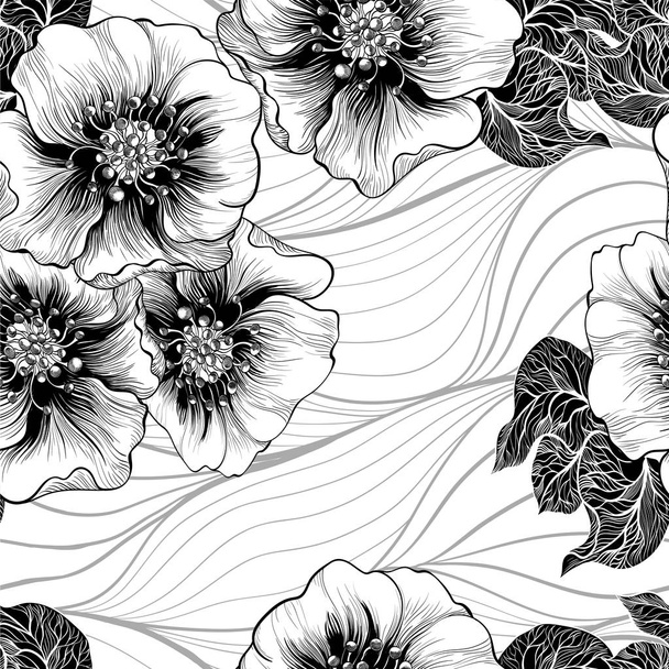 Vector seamless pattern. Background pattern - floral motifs. Flowers. Use printed materials, signs, items, websites, maps, posters, postcards, packaging. - Vector, Image