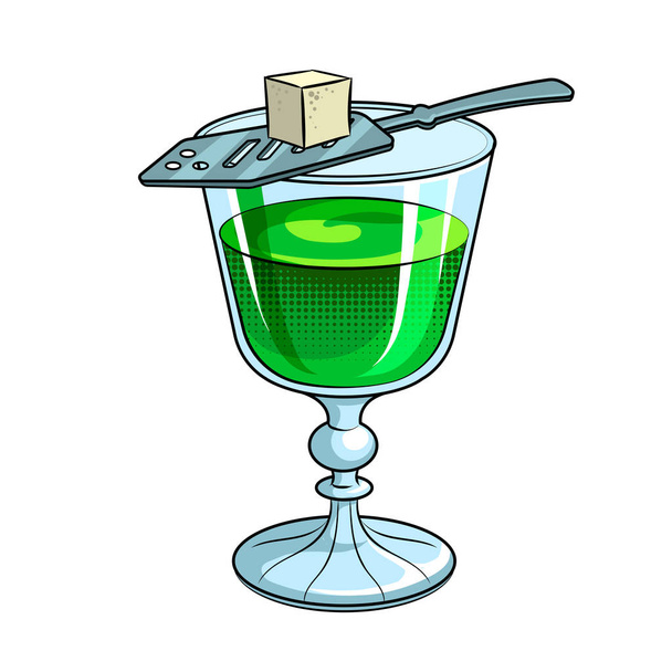 Absinthe green alcohol drink pop art vector - Vetor, Imagem