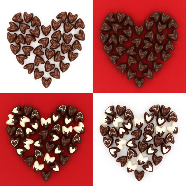 Set of scattered chocolate candy hearts - Photo, Image