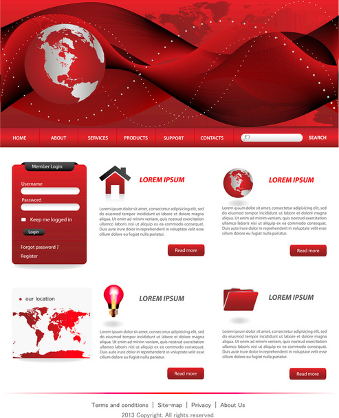 Red website templates - Vector, afbeelding