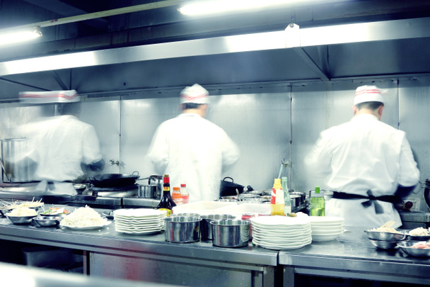 motion chefs of a restaurant kitchen - Photo, Image
