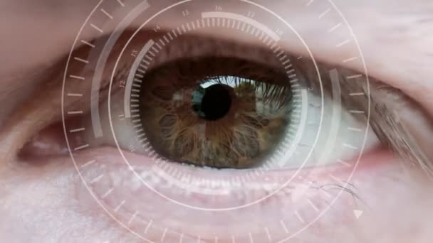 Ανθρώπινο μάτι και αφηρημένη hi-tech κύκλος - Πλάνα, βίντεο