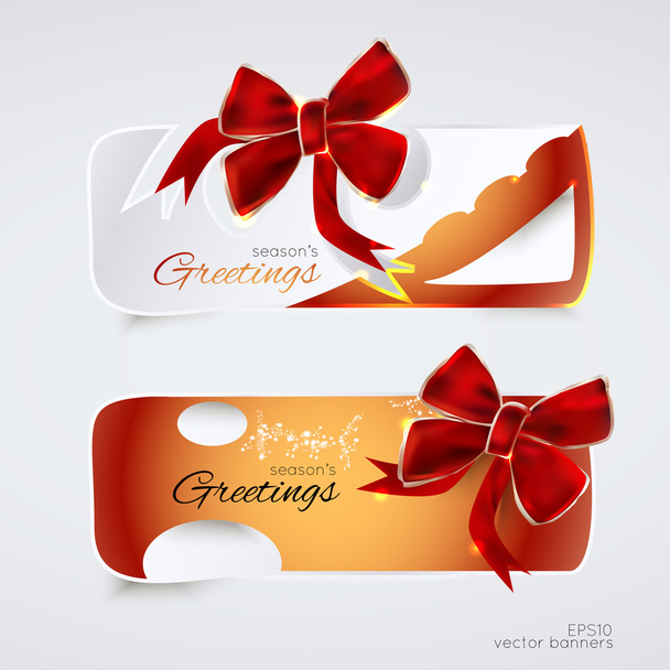 Greeting banners with red bows. - Vector, Image