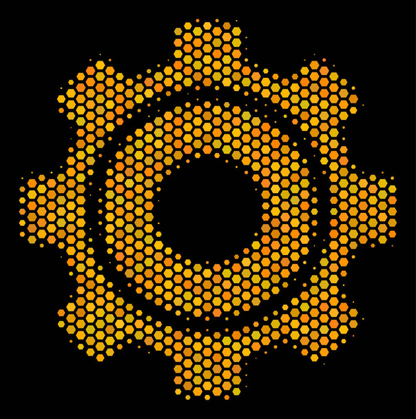 Шестикутник напівтонових Cog значок - Вектор, зображення