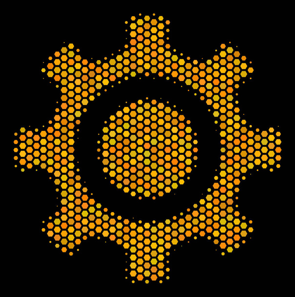 Шестикутник напівтонових Cogwheel значок - Вектор, зображення