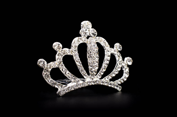 silver tiara isolated on a black background - Photo, Image