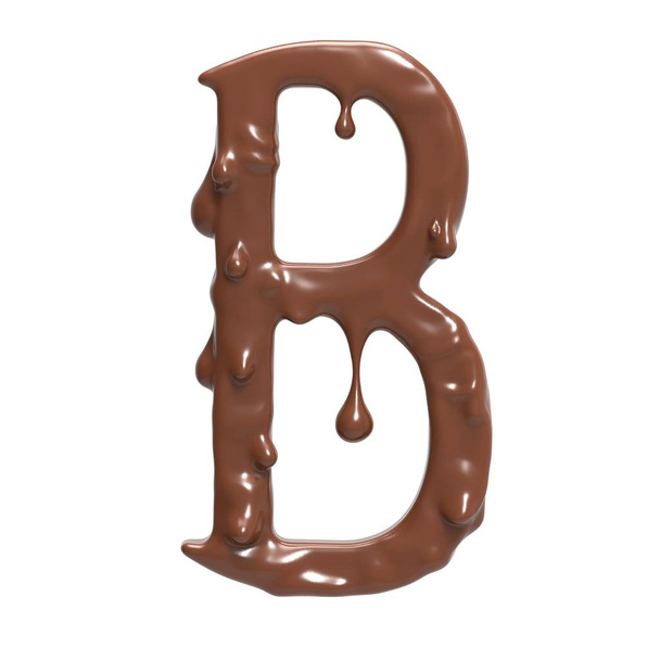 B. stylizowane czekoladowe litery alfabetu. renderowania 3D. - Zdjęcie, obraz