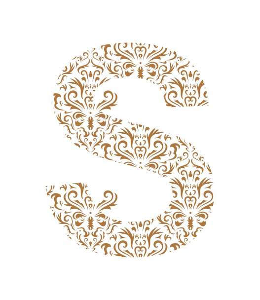 Floral letter. Ornament font - Vector, imagen