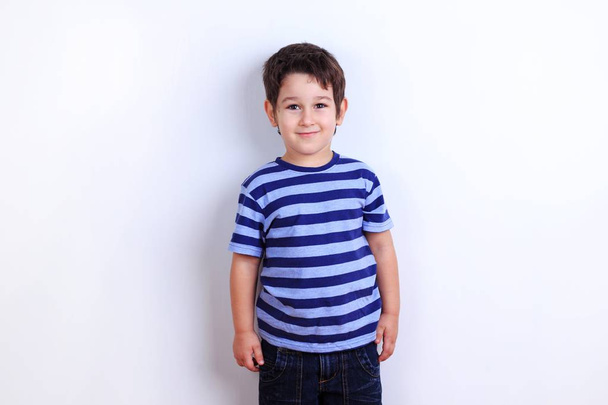 Cute little boy close up studio shoot on white. Family, childhoo - Foto, immagini