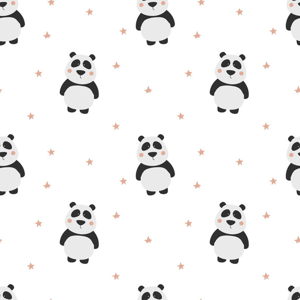 Seamless pattern with cute panda. Panda vector print. - Vector, afbeelding
