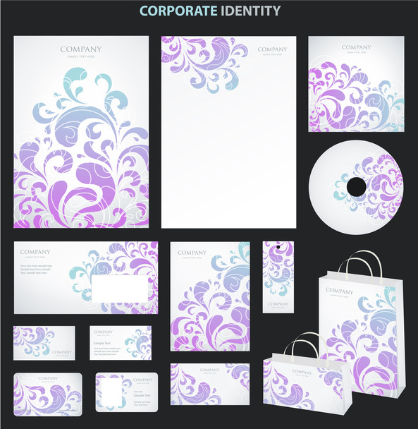 Business style (template) with purple floral pattern - Вектор,изображение