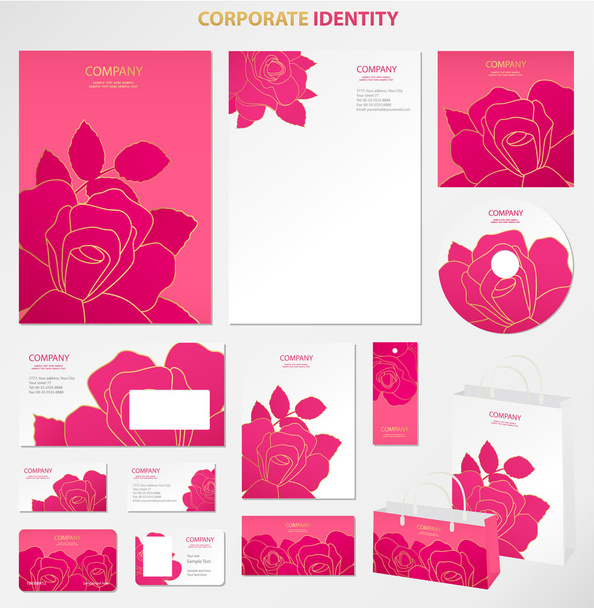 Business style (template) with pink floral pattern - Vetor, Imagem