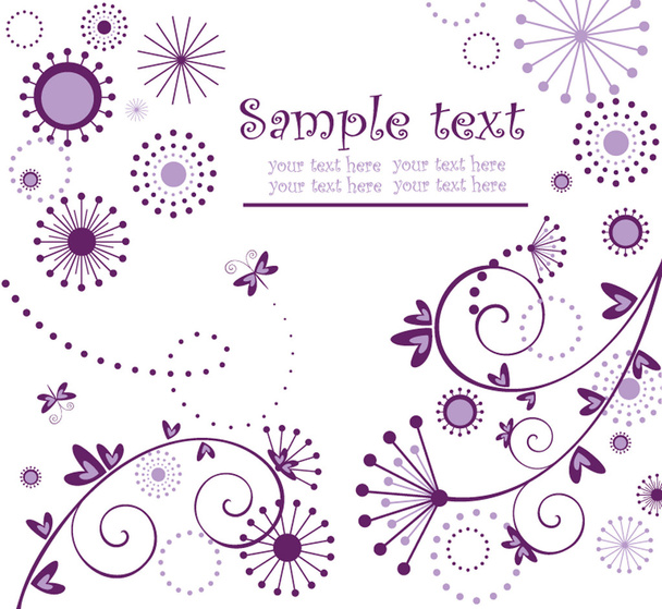 Greeting floral violet card - Vector, Image