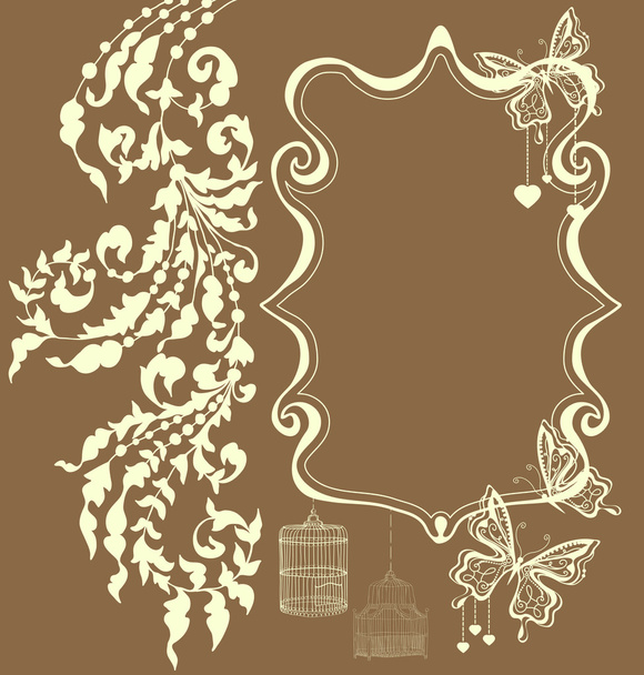 Квітковий старовинний орнамент з місцем для тексту, листівка Валентина
 - Вектор, зображення