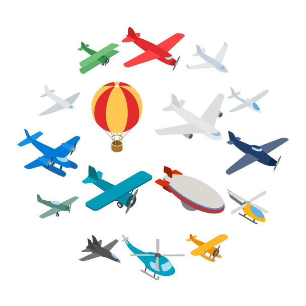 Set di icone aeronautiche, stile isometrico 3d
 - Vettoriali, immagini