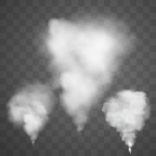 Realistic set smoke, steam on transparent background.  - Vector, Image