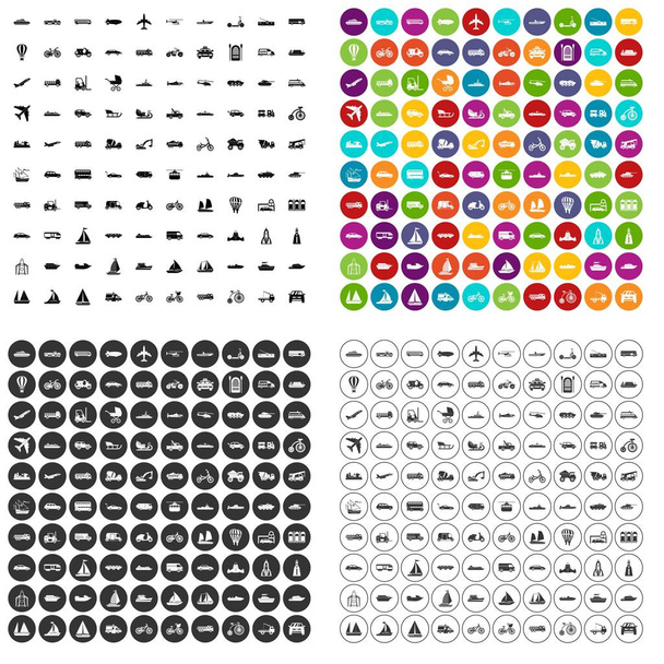 100 dopravní ikony nastavit vektor varianta - Vektor, obrázek
