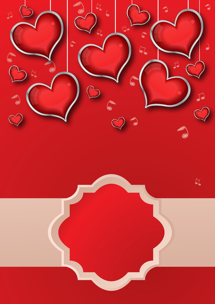 Background with red Hearts, illustration - Διάνυσμα, εικόνα