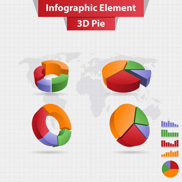 4 elemento infográfico diferente vector gráfico circular 3D
 - Vector, Imagen