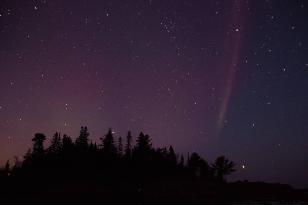 Northern lights and Aurora over Lake Superior on the North Shore of Lake Superior in Minnesota - 写真・画像