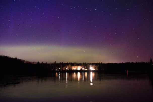 Northern lights and Aurora over Lake Superior on the North Shore of Lake Superior in Minnesota - Valokuva, kuva