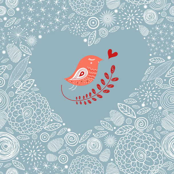 Decorative heart with a bird - Vector, Image