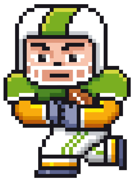Vector illustration of Cartoon American football player - Pixel design - Vektör, Görsel