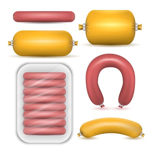 Sausage Products Isolated Set - Vector, Image