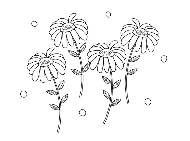 Coloring book page of flowers for adult and kids. doodle style. vector illustration. handdrawn. - Vector, Image