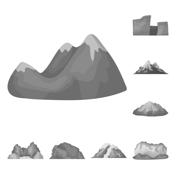 Different mountains monochrome icons in set collection for design.Mountains and landscape vector symbol stock web illustration. - Vektor, Bild